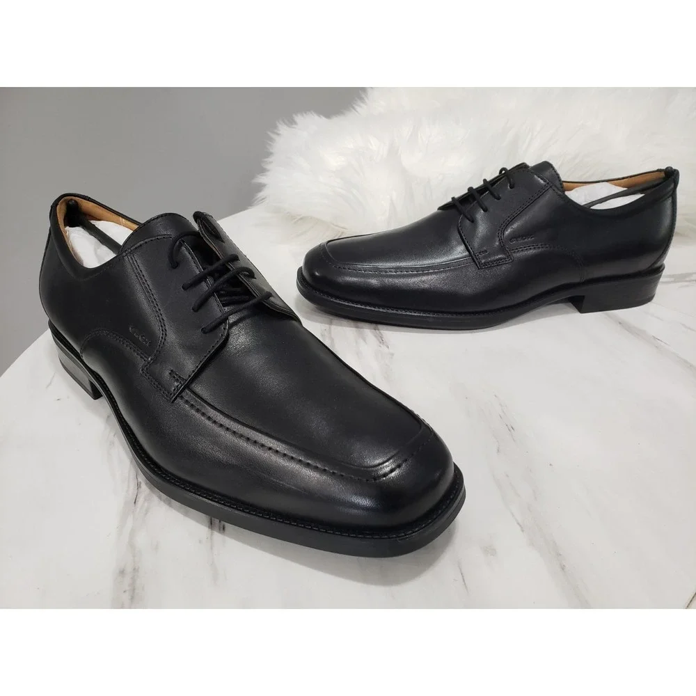 NEW NO BOX Sz 12.5 (46) GEOX Respira Federico Y Smooth Men's Dress‎ Shoes Black
